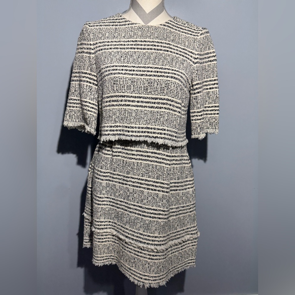 Zara Elegant Black and White Striped Dress